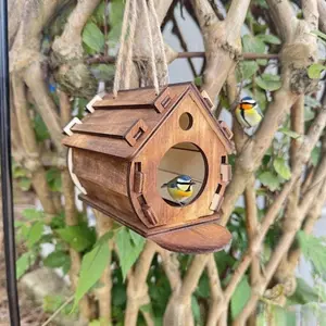 New Large Solid Wood Hanging Birdhouse, All-Season Parrot House, Outdoor Wooden Breeding Bird Cage, Suitable for Various Birds