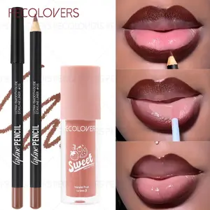 2PCS/Set Moisturizing Lip Gloss & Matte Lip Liner - Long-Lasting & Smudge-Proof, Velvet Texture Lipliner, Suitable for Multi-Scenes, Perfect for Women's Daily Makeup