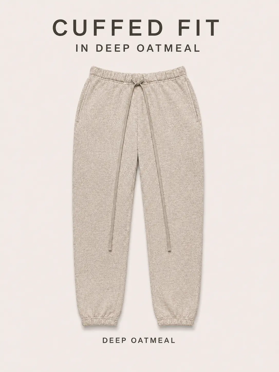 Men’s Deep Oatmeal Oversized Jogger Sweatpants – Relaxed Baggy Fit, Cuffed Ankle, Drawstring Waist, Side Pockets, Casual Streetwear Lounge Pants, Menswear, Boxy, Plain, Fleece, Stylish