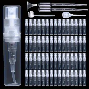 60pcs Empty Plastic Mini Mist Spray Bottles, Atomiser Pump, Plastic Pipette Dropper for Perfume and Lotion Makeup Cosmetic Storage Set Daily