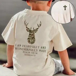 Camo Deer I Am Fearfully & Wonderfully Youth and Adult Shirt, 2 Sided Design, Psalm 139:14, Youth Boy Clothing, Youth Boys Clothes, Southern style Clothing, Trending T-Shirt, Family shirt, Gift for Youth