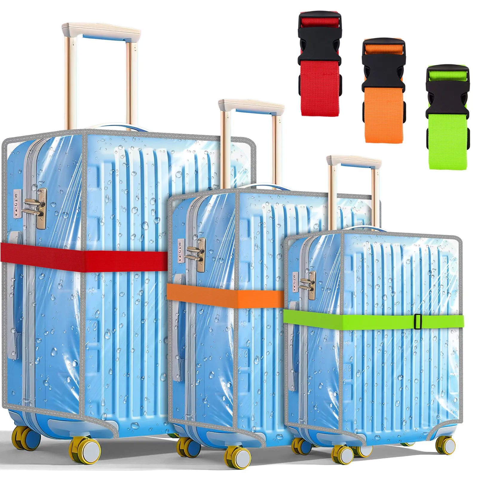 gray covers+colored (red, green, orange) straps