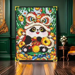 5983pcs Cute Cartoon Panda Pixel Art 3D Puzzle Building Block Creative Decoration, Perfect Gift for Birthday Halloween Valentine Christmas
