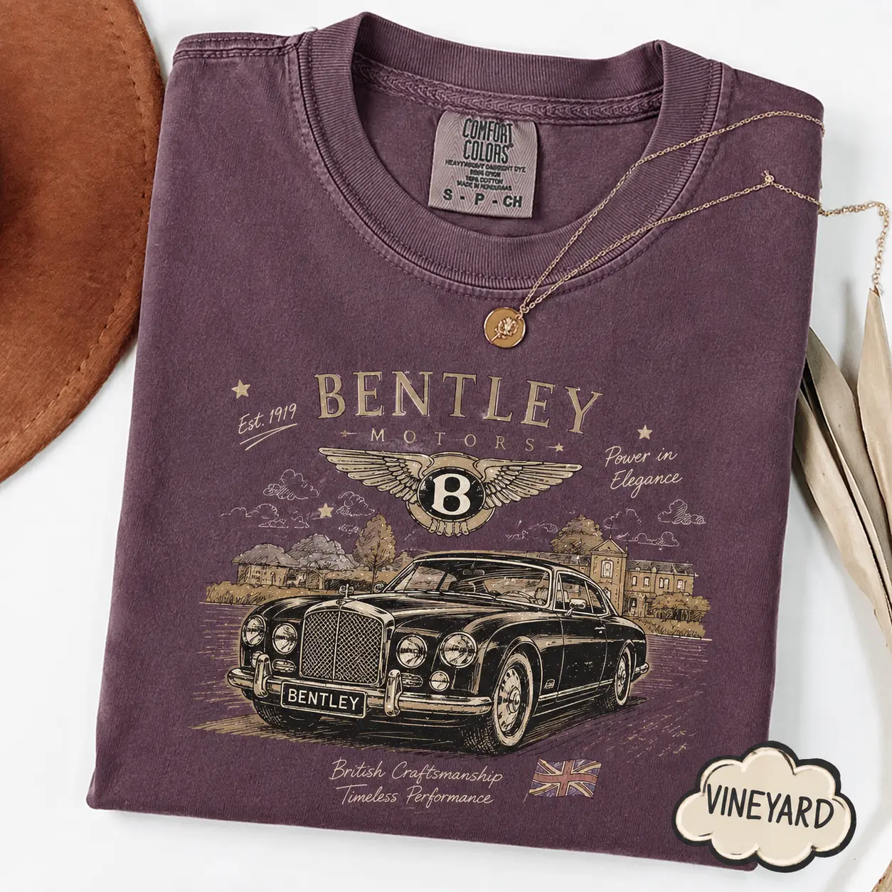 Bentley Comfort Colors T Shirt, Vintage British Luxury Car Graphic Tee, Classic Automotive Heritage Shirt, Retro Bentley Motors Car Lover Gift for Men and Women