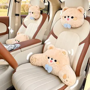 Cute Cartoon Car Neck Pillow – Bear Plush Lumbar Support Cushion for All Seasons