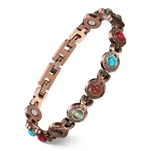 Copper Bracelet for Women 3500 Gauss Magnetic with Natural Turquoise Inlay Health Jewelry for Arthritis Relief Gift for Her Adjustable Tool summervibes