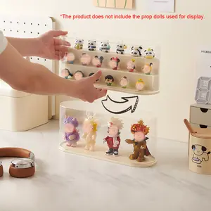 Stackable Staircase Desktop Storage Display Box, Curved Edge Design, Transparent Dustproof Moisture-Proof Cover, Perfect for Mini Figures, Figurine