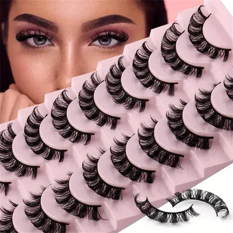 Fluffy False Eyelashes, Fake Lashes, 10 Pairs Natural Look Eyelash Extensions, Self Grafting Curl Eyelashes, Eyelash Extensions Kit, Eye Makeup Enhancement False Eyelashes for Women & Girls, Makeup Products