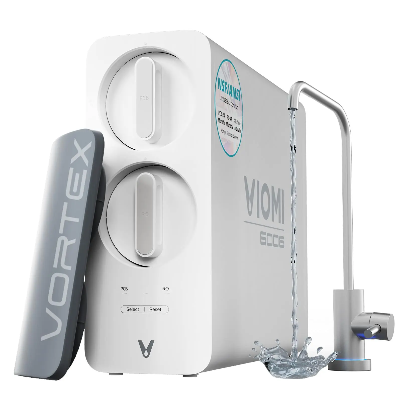 VIOMI 600GPD RO Water Filtration System, TDS and PFOS/PFOA Reduction, 9-Stage Reverse Osmosis Water Filter, NSF/ANSI 42, 53, and 372 Certified, Tankless Reverse Osmosis System Under Sink with Faucet