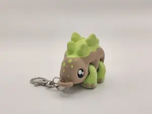 3D Printed Stegosaurus Dinosaur Keychain – Cute Articulated Dino Bag Charm