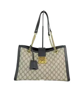 Pre-owned GUCCI Leather Crossbody Bags GG Logo Supreme Large Padlock Chain Tote Crossbody Bag