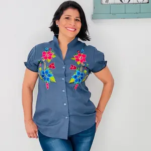 Blusa $39 - Hand Embroidery blouse made in Mexico color style uniqueness artesanalmente - blusa $35