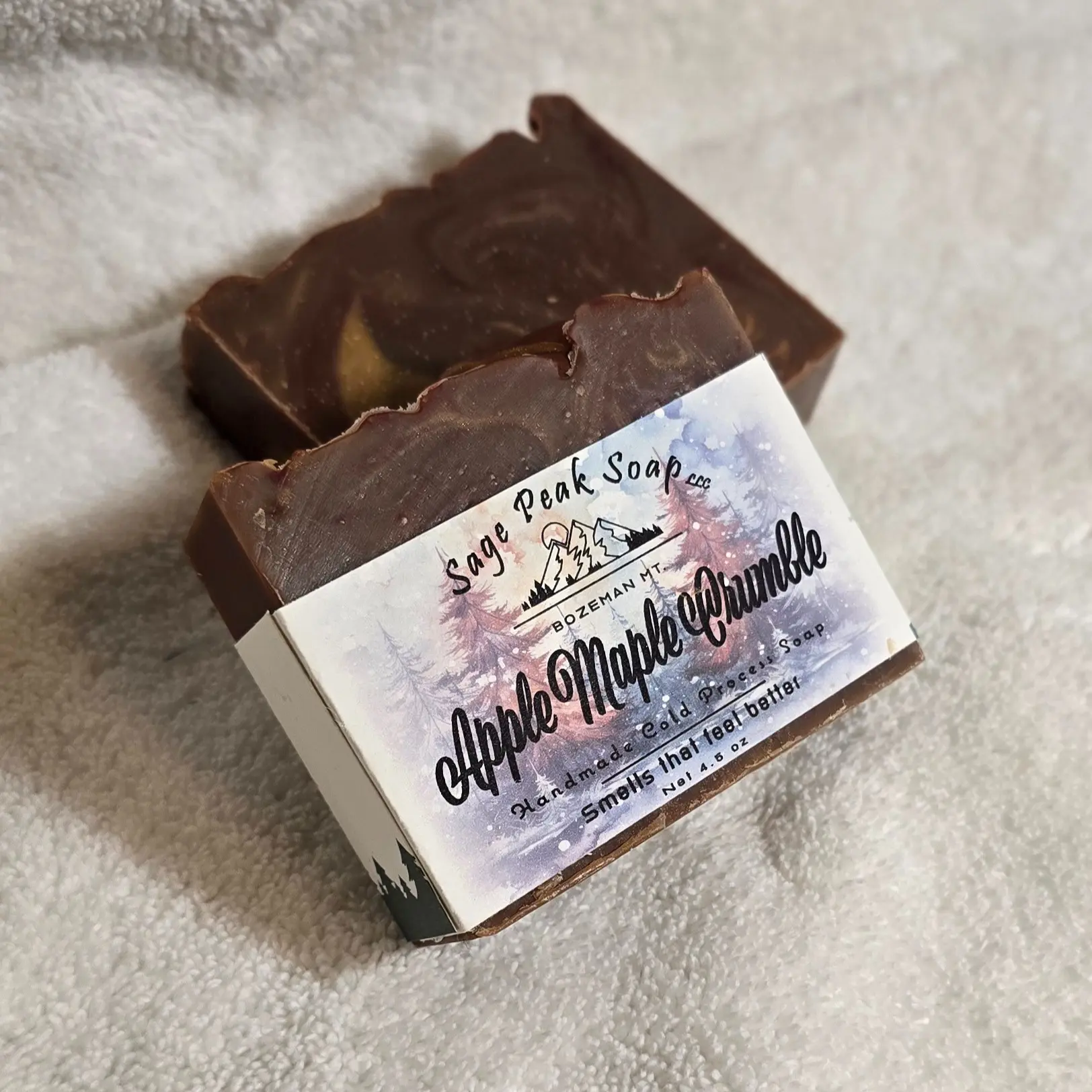 Apple Maple Crumble Cold Process Soap Bar, Holiday Edition- Sage Peak Soap LLC.