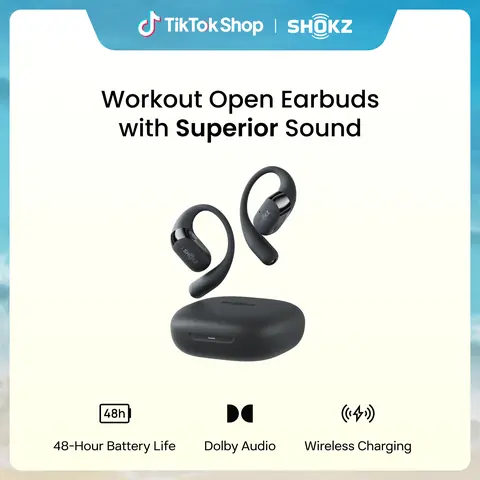 SHOKZ OpenFit 2+ Open-Ear Earbuds, Dolby Audio,Wireless Charging Dynamic Sound; Secure Fit and Soft Comfort；48H Playtime with fast charging; IP55 Water-Resistant; Gym/Outdoor/Home Leisure