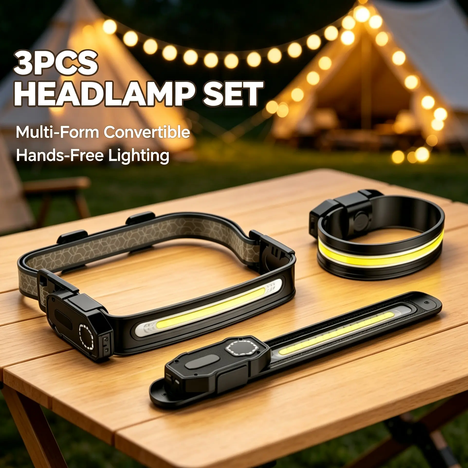 Rechargeable Motion-Activated Headlamp - Lightweight, Waterproof, Bright Head Torch for Night Fishing, Camping, Outdoor Activities