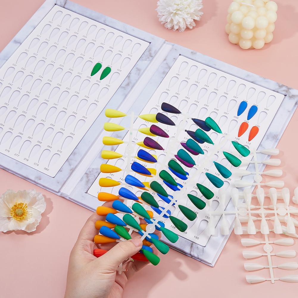 SUPERFINDINGS Nail Color Display Book with 240PCS Nail Tips Nail Gel Polish Display Board Nail Color Chart Display Book Nail Polish Sample Book with Replacement Tips Salon Tools