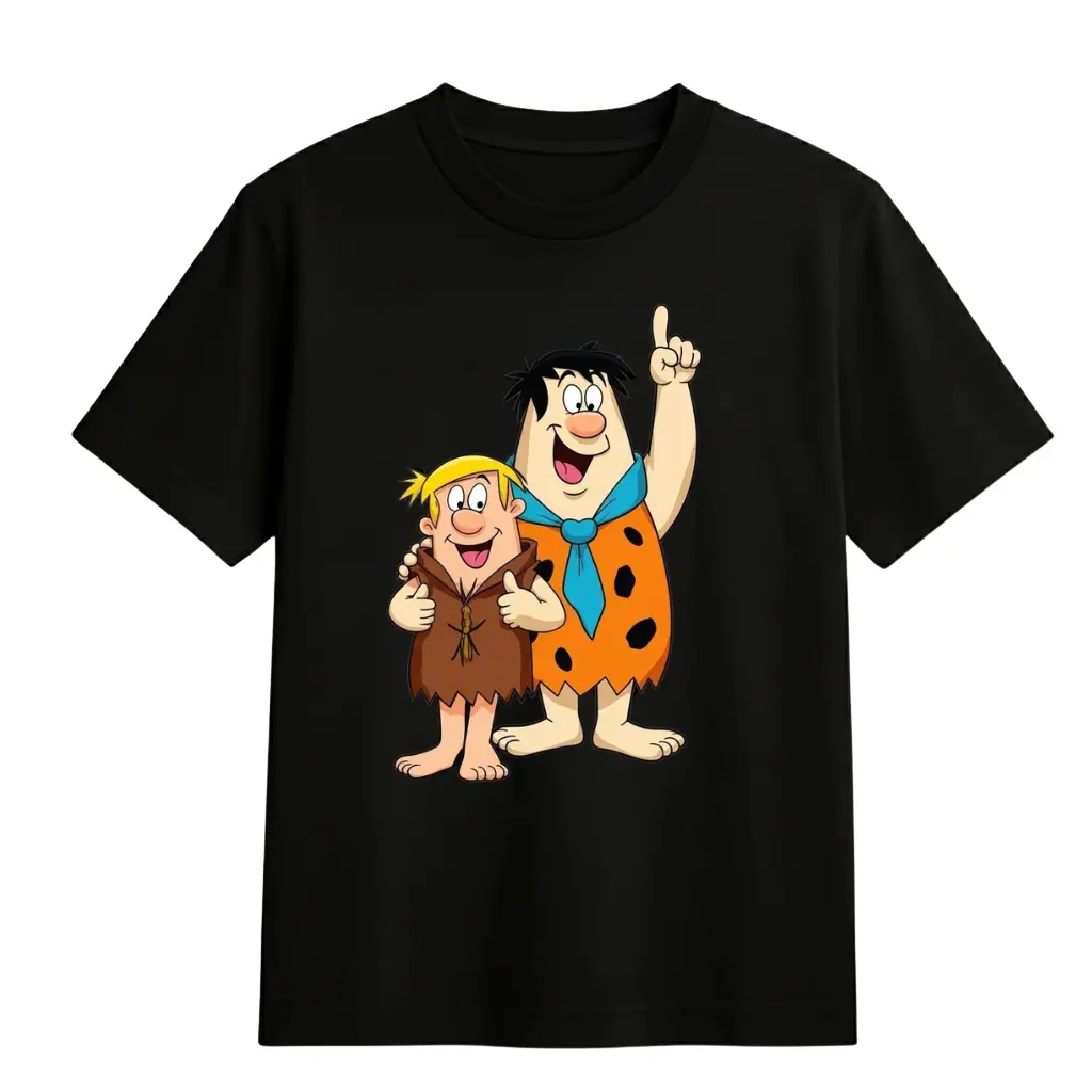 Vintage Fred & Barney Cartoon Graphic Tee | Retro Caveman Duo T-Shirt | 90s Nostalgia Y2K Streetwear Unisex Cotton Shirt | Classic Cartoon Fan Gift