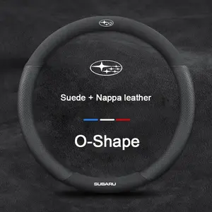 Suede Nappa Leather Car Steering Wheel Cover Anti-Slip Protector Fits For Subaru Brz Wrx Xv Ascent Forester Outback Impreza Legacy Auto Interior Accessories