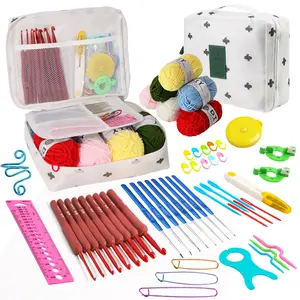 New DIY Knitting Tool Set, Beginner Material Pack, Crochet Kit, Accessories Yarn Hook Kit, Includes Hooks, Accessories, Storage Bag, Perfect Gift