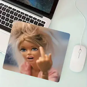 Sassy Meme Doll Square Mouse Pad, Non-Slip Rubber Base with Stitched Edges, Small Gaming Desk Mat for Gamer Office Home Decor