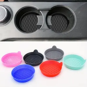 2-Piece silicone car coaster with non-slip coaster - durable interior accessories, car silicone coaster car water cup mat round non-slip mat creative car storage mat car