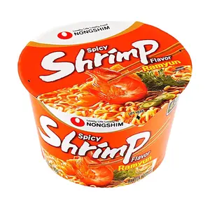 Nongshim Korean Spicy Shrimp Big Bowl Noodles 95g - Instant Seafood Flavor Ramen, Large Portion, Quick Meal