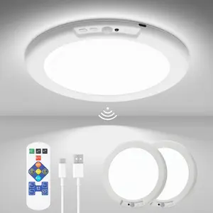 2Pcs Ceiling Light LED with Radar Motion Detector - Indoor Motion Sensor Light 3 Color Temperature 3000K 4500K 6500K 19cm Dimmable Timing Ultra-Slim Ceiling Lamp