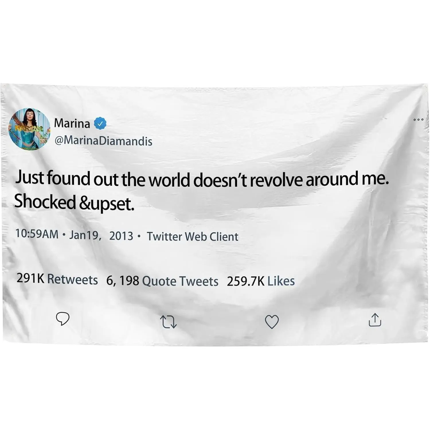 Tweet Image Tapestry Just Found Out The World Doesnt Revolve Around Me Shocked & Upset Tapestry  40x60 IN with Tapestry Wall Hanging for College Dorm Room Decor, Parties, Gift Decoration Items