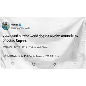 Tweet Image Tapestry Just Found Out The World Doesnt Revolve Around Me Shocked & Upset Tapestry  40x60 IN with Tapestry Wall Hanging for College Dorm Room Decor, Parties, Gift Decoration Items