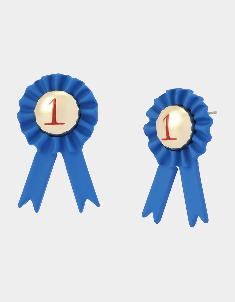 RIBBON STUD EARRING BLUE