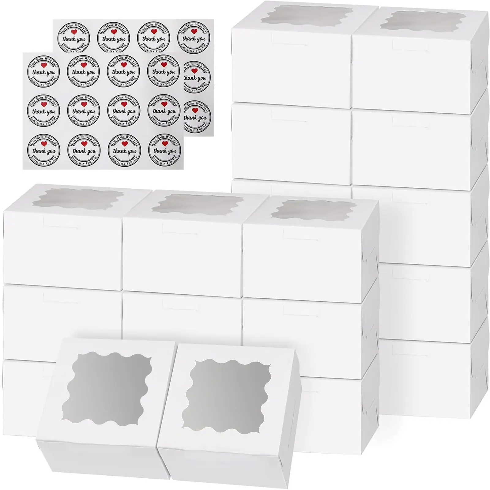 Cake Boxes with Window, Bakery Boxes for Pastries, Perfect for Valentine's Day & Mother's Day, Ideal for Cookies, Cupcakes, Pies, Baking Accessories, Baking Supplies