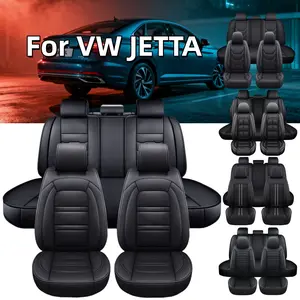 For Volkswagen JETTA 2008-2023 4 Doors 5 Seater Car Seat Covers Full Set Front Rear Cushion Protector Anti-Slip Mat, Removable Front Headrest Cover, Non Removable Rear Headrest Cover, Car Interior Decoration Accessories, Ice Silk/Linen/Napa/PU Leather Pad