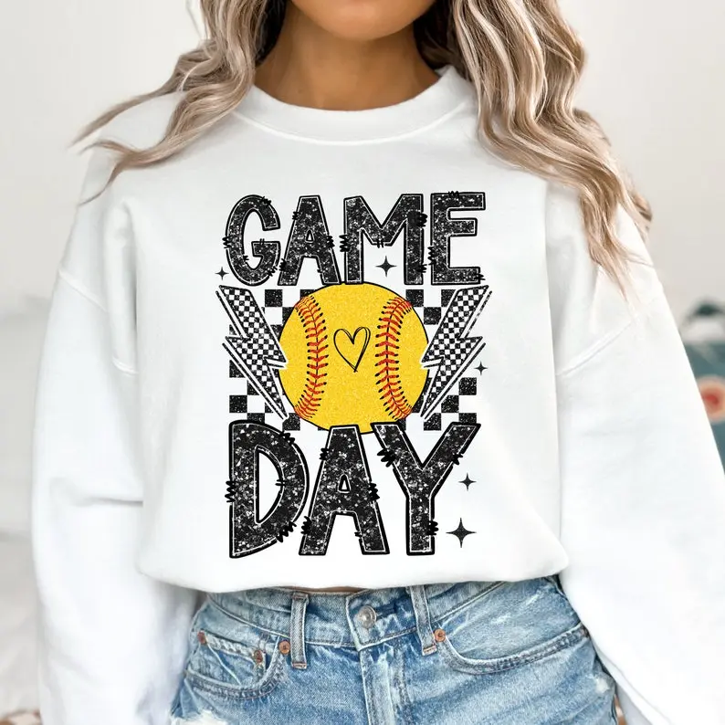 [Sale off up to 50%] Not Glitter Softball Sweatshirt, Retro Softball Mom, Game Day, Sports, Faux Sequin, Softball Mama, Graphic Streetwear T-shirt
