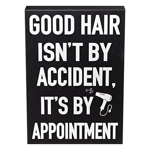 Good Hair Isn t by Accident, It s by Appointment Wooden Salon Sign, Funny Hair Stylist Gift, Black and White Decor for Hairdressers, American Made