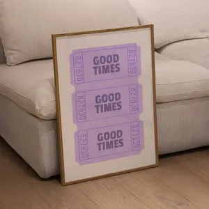 Lilac Poster Good Times Wall Art Lilac Art Prints Purple Wall Art Trendy Digital Prints Preppy Dorm Decor Trendy Art Prints Ticket Poster