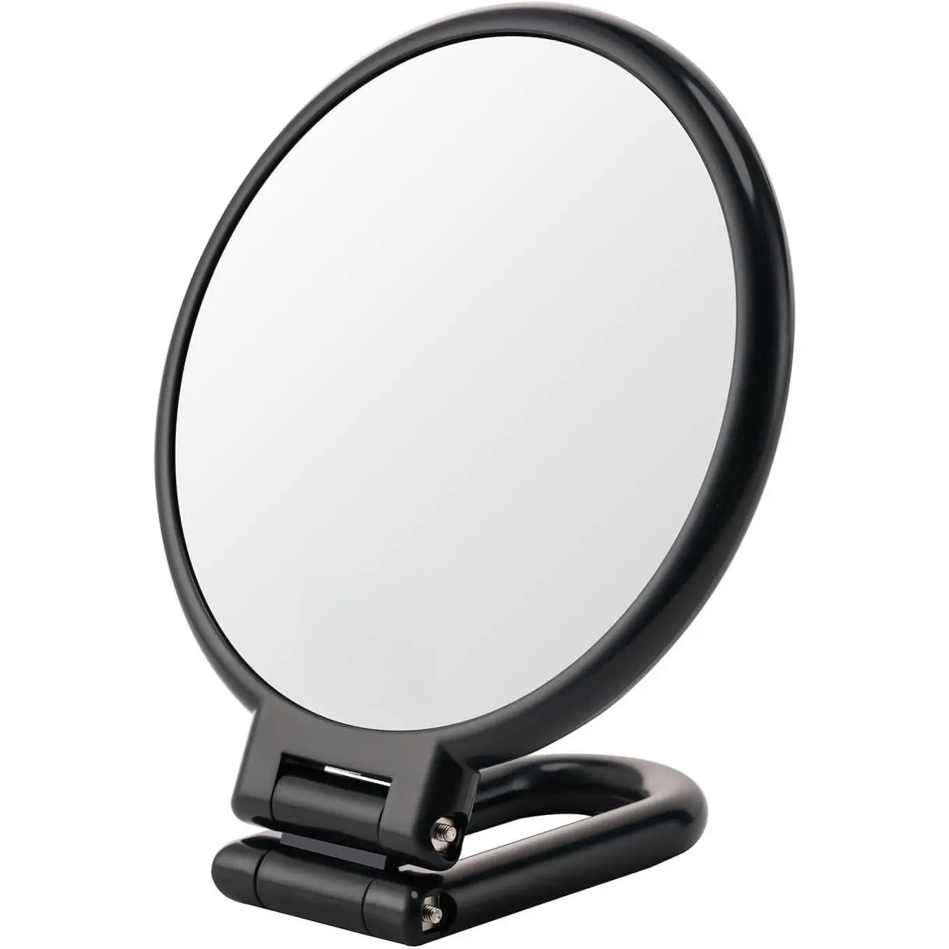 1X/10X Magnifying Handheld Mirror Double Sided Foldable Travel Makeup Mirror Adjustable Rotation Pedestal Hand/Hanging/Desk Vanity Mirror Black