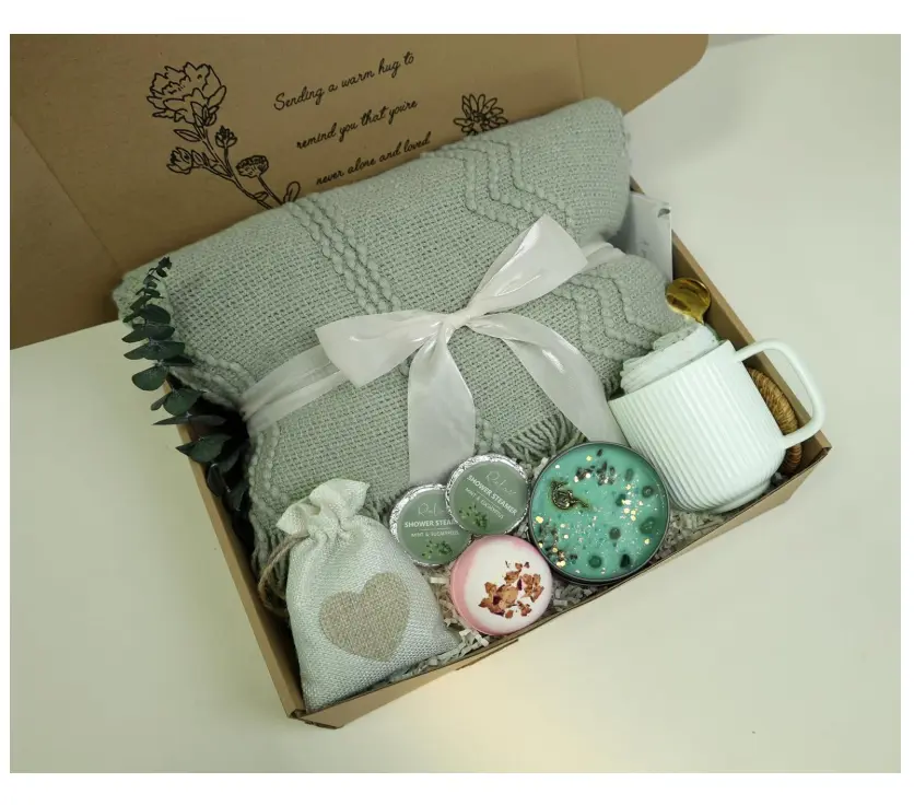 Get Well Soon Gift Baskets for Women&Men- Self Care Package - After Surgery/Sympathy/Relaxation Gifts /,Thinking of You/Grief/Bereavement/Miscarriage Gifts for Women (Grey Green)