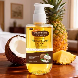 Tahiti Vanilla Oil & Coconut Oil Formula Brazilian Coco Firming Body Oil with Vitamin E, 6.5 Fl Oz, Helps with Skin Tightening & Firming of Bum, Bust & Belly, Provides 48Hr Moisture