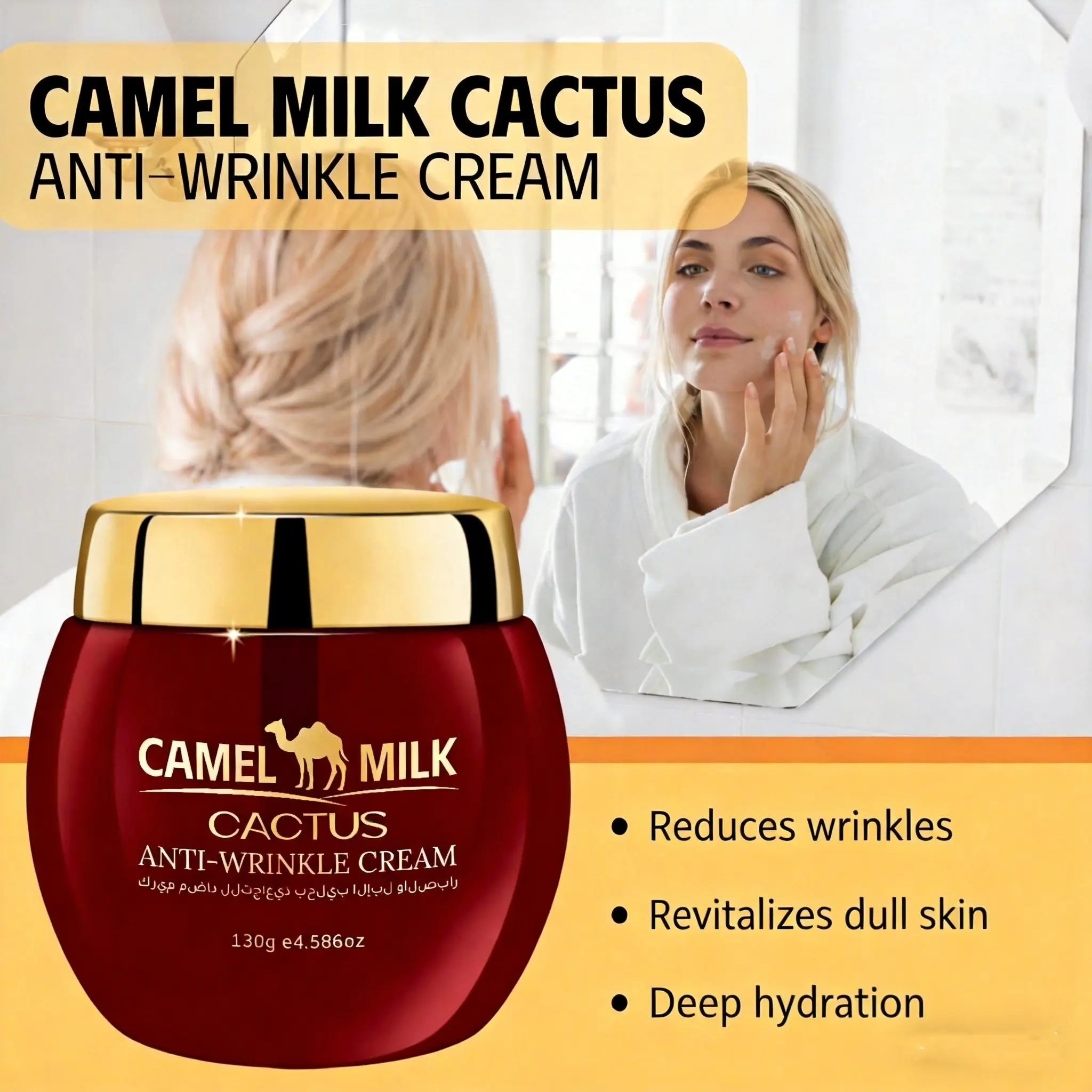 Camel Milk Cactus Anti-Wrinkle Cream, Anti Aging Cream, Moisturizing & Wrinkle Repair, Revitalize Skin Radiance, Full Body Use, Face Care, Deep Moisturizing Repair