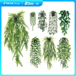 Outdoorfun 8 Packs Fake Hanging Faux Plants Artificial Plants Indoor in Black Pots for Bedroom Kitchen Living Room Farmhouse Decor