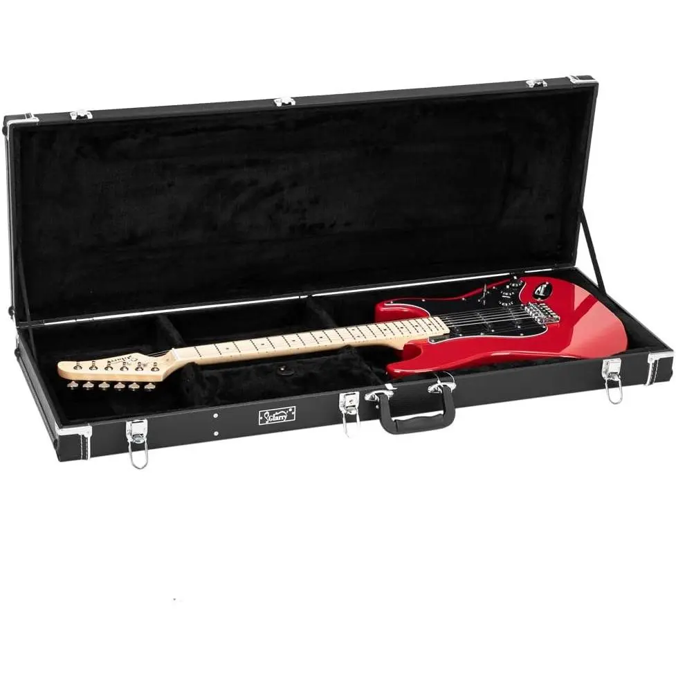 Glarry ST Deluxe Durable Leather Electric Guitar Hardshell Case - Rectangle Design, Microgroove Flat Surface, Extra Neck & Bridge Padding, St/TL Fit for 170 Style Guitars, Bottom & Side Bumpers, Guitar Bag, Bumpers On Bottom And Sides tiktokshopbacktoscho