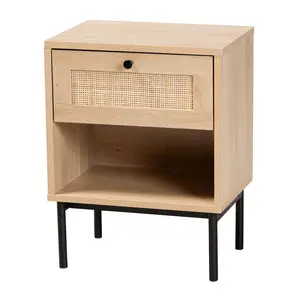 Baxton Studio Sherwin Mid-Century Multipurpose 1-Drawer Cabinet, Light Brown