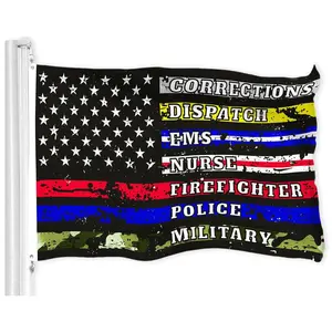 Thin Line First Responders American Flag| 3x5 Ft| LiteWeave Pro Series Printed 150D Polyester| Duty and Honor, Indoor/Outdoor, Vibrant Colors, Brass Grommets, Thicker and More Durable Than 100D