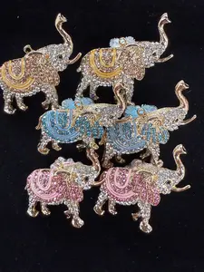 (398-400) 2PCS Rhinestone Elephant Charms | Luxury Animal Pendant for DIY Jewelry