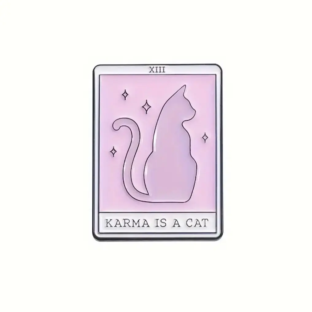Karma is a Cat tarot card enamel pin