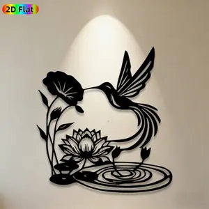 1pc Hummingbird & Lotus Metal Wall Art,Ethereal Hummingbird & Lotus Statue Mural, Ideal Gift for New Year, Easter, Nature Decor Enthusiasts, Weather-Resistant Metal Wall Decor Wall Sculptures, Perfect for Garden Wall & Backyard Fence Nature Enthusiasts