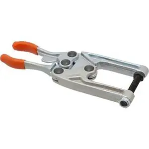Knu-Vise 544.31 Kg Load Capacity, 2-1/4" Throat Depth, 8-3/8" OAL, Carbon Steel, C Style Plier Clamp 1-3/4" Max Jaw Capacity, 3/8-24 Spindle, 1.22" Open Throat Height, Orange Handle, Spindle End P-1200