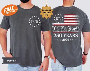 Comfort Colors 250th Anniversary T-Shirt, Patriotic USA Flag Tee, 4th of July Gift