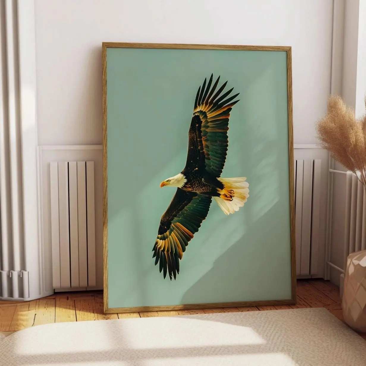 Vintage Bald Eagle Wall Art Wildlife Poster Rustic Cabin Decor Bird Print Gift O