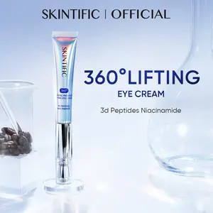 [SKINTIFIC] 360° Crystal Massager Lifting Eye Cream, Reduces Puffiness, Brightens & Nourishes Eye Area with 3D Peptides, Niacinamide & Caffeine
